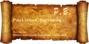 Paulicsek Barnabás névjegykártya